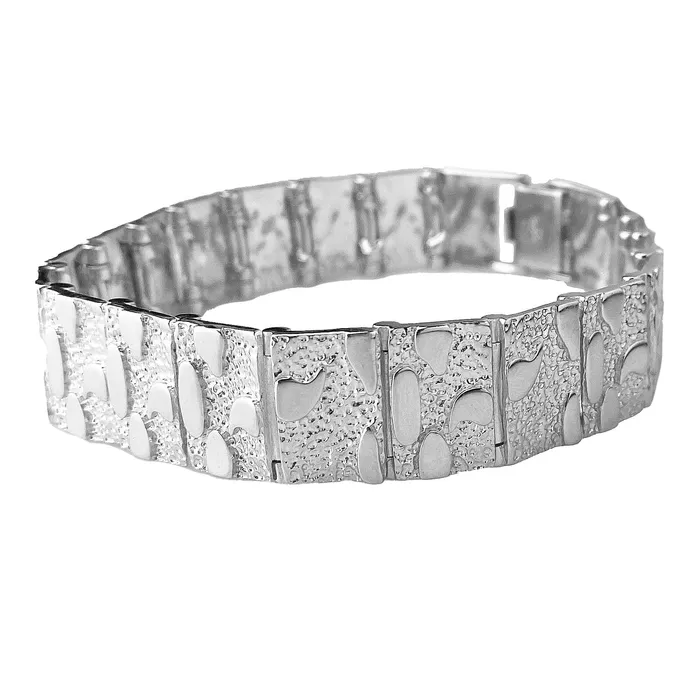 Bracelets Bling Cartel Nugget Bracelet Real Solid 925 Sterling Silver 85 x 16MM Thick Bracelets Bling Cartel Nugget Bracelet Real Solid 925 Sterling Silver 85 x 16MM Thick