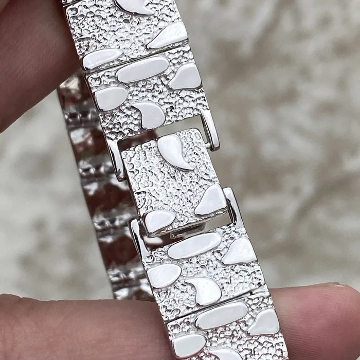 Bracelets Bling Cartel Nugget Bracelet Real Solid 925 Sterling Silver 85 x 16MM Thick Bracelets Bling Cartel Nugget Bracelet Real Solid 925 Sterling Silver 85 x 16MM Thick