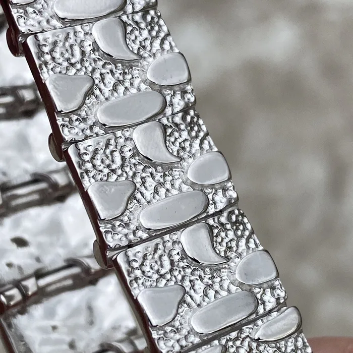 Bracelets Bling Cartel Nugget Bracelet Real Solid 925 Sterling Silver 85 x 16MM Thick Bracelets Bling Cartel Nugget Bracelet Real Solid 925 Sterling Silver 85 x 16MM Thick
