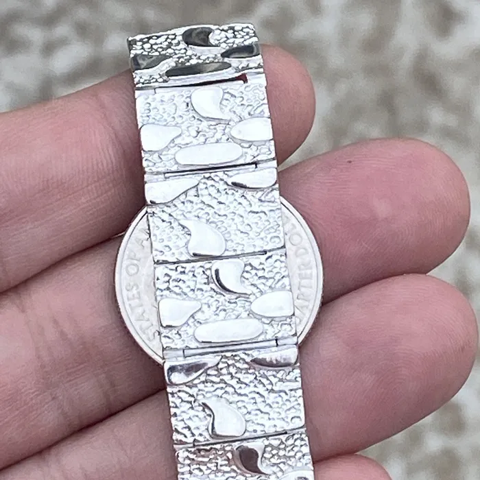 Bracelets Bling Cartel Nugget Bracelet Real Solid 925 Sterling Silver 85 x 16MM Thick Bracelets Bling Cartel Nugget Bracelet Real Solid 925 Sterling Silver 85 x 16MM Thick