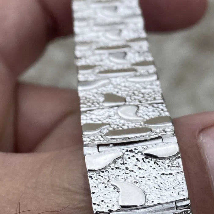 Bracelets Bling Cartel Nugget Bracelet Real Solid 925 Sterling Silver 85 x 16MM Thick Bracelets Bling Cartel Nugget Bracelet Real Solid 925 Sterling Silver 85 x 16MM Thick