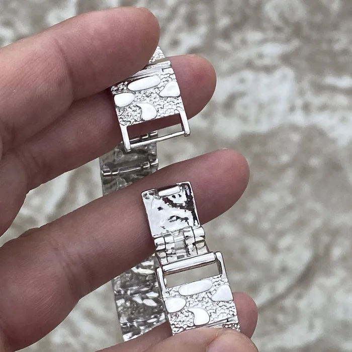 Bracelets Bling Cartel Nugget Bracelet Real Solid 925 Sterling Silver 85 x 16MM Thick Bracelets Bling Cartel Nugget Bracelet Real Solid 925 Sterling Silver 85 x 16MM Thick