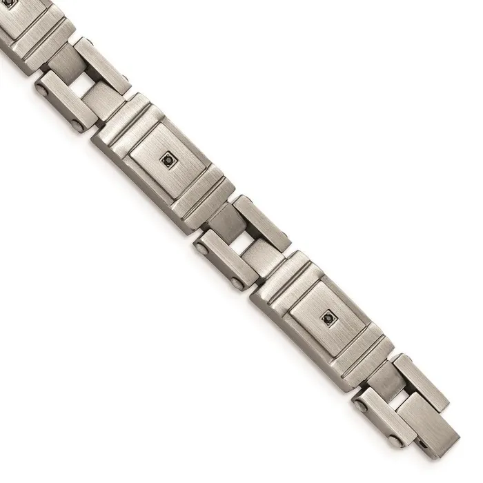 Bracelets Chisel Stainless Steel Antiqued Brushed CZ Bracelet