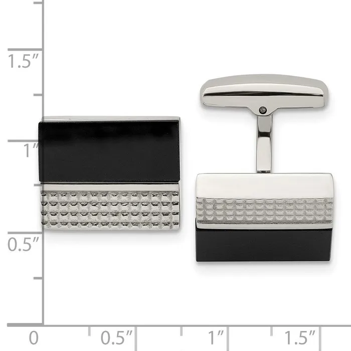 Bracelets Chisel Stainless Steel Black Agate Textured Cufflinks Bracelets Chisel Stainless Steel Black Agate Textured Cufflinks