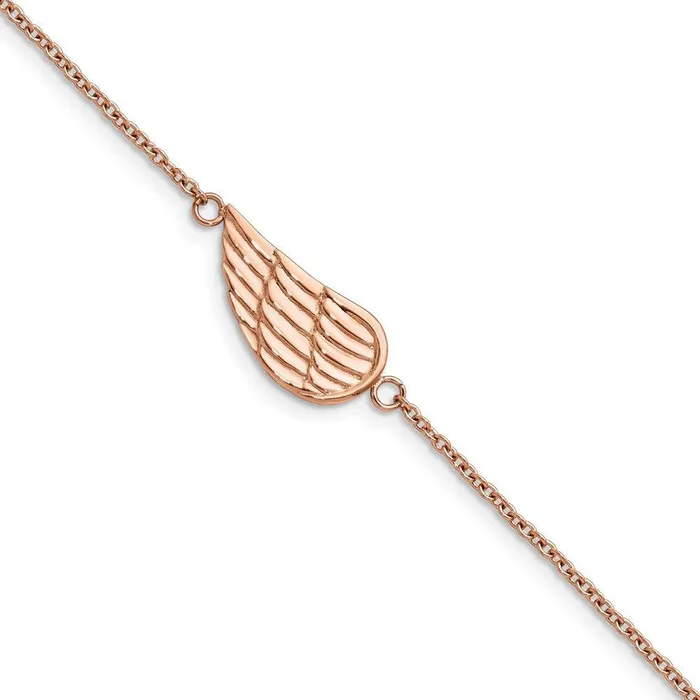 Bracelets Chisel Stainless Steel Brushed Polished Rose IP w125in ext Angel Wing Bracele Bracelets Chisel Stainless Steel Brushed Polished Rose IP w125in ext Angel Wing Bracele
