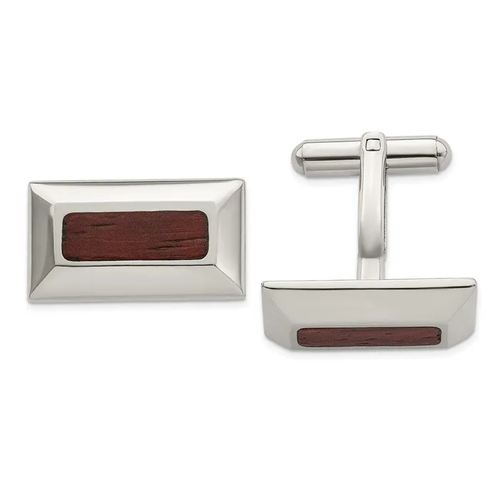 Bracelets Chisel Stainless Steel Wood Inlay Cufflinks