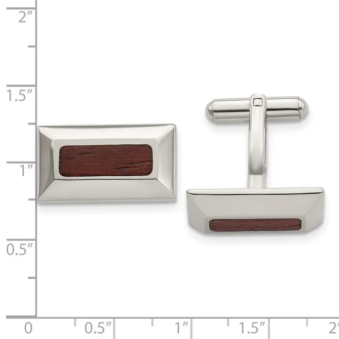 Bracelets Chisel Stainless Steel Wood Inlay Cufflinks Bracelets Chisel Stainless Steel Wood Inlay Cufflinks