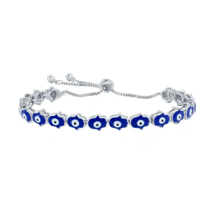 Bracelets Classic Classic Womens Bracelet Sterling Silver Blue Enamel Evil Eye Hamsa Bolo T8018 Bracelets Classic Classic Womens Bracelet Sterling Silver Blue Enamel Evil Eye Hamsa Bolo T8018