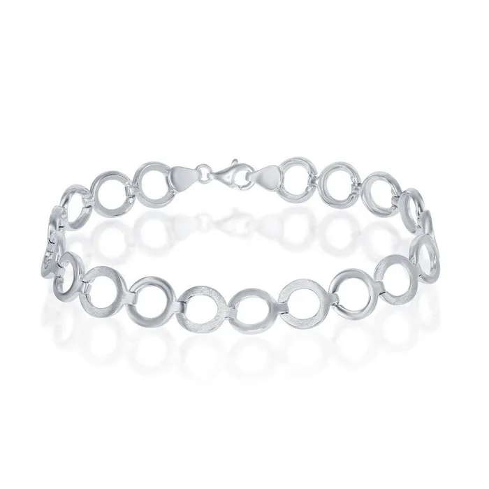 Bracelets Classic Sterling Silver Flat and Shiny Alternating Circle Bracelet Bracelets Classic Sterling Silver Flat and Shiny Alternating Circle Bracelet