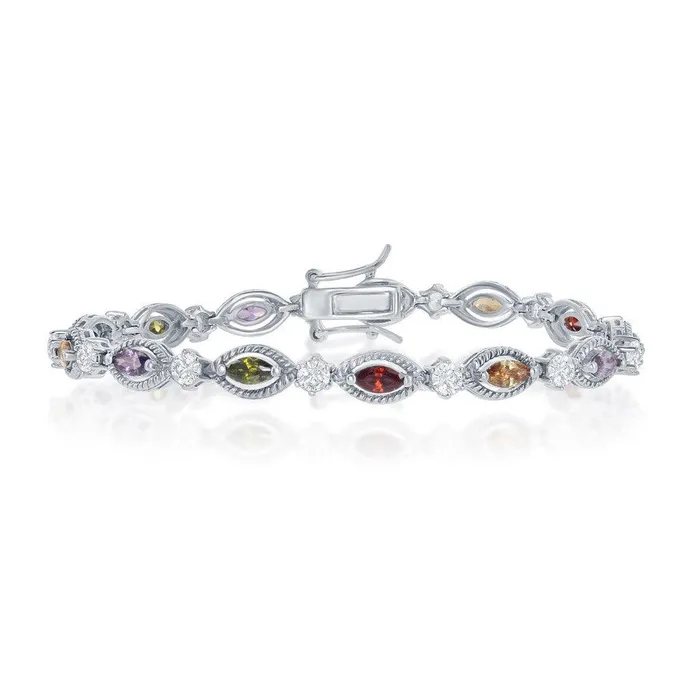 Bracelets Classic Sterling Silver Multi Marquise with 6 Prong Clear CZ Bracelet Bracelets Classic Sterling Silver Multi Marquise with 6 Prong Clear CZ Bracelet