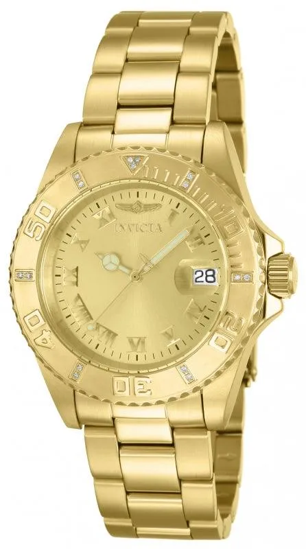 Bracelets Invicta Invicta 12820 Womens Yellow Steel Bracelet Swiss Quartz Pro Diver Diamond Gold Tone Dial Date Watch Bracelets Invicta Invicta 12820 Womens Yellow Steel Bracelet Swiss Quartz Pro Diver Diamond Gold Tone Dial Date Watch