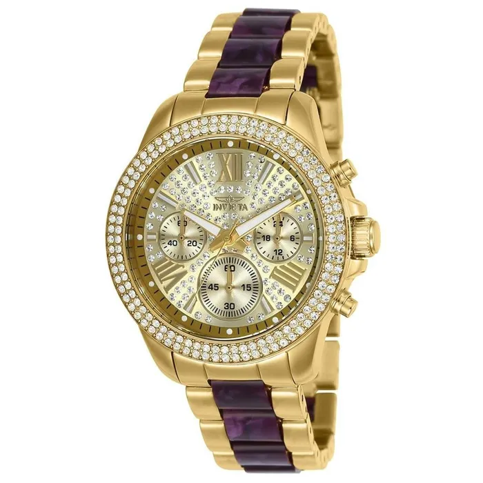 Bracelets Invicta Invicta Womens Chrono Watch Angel Crystal Gold Tone Dial Two Tone Bracelet 20508 Bracelets Invicta Invicta Womens Chrono Watch Angel Crystal Gold Tone Dial Two Tone Bracelet 20508