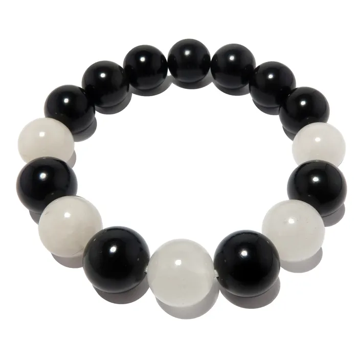 Bracelets Satin Crystals Black Obsidian Bracelet Snow Quartz Guardian