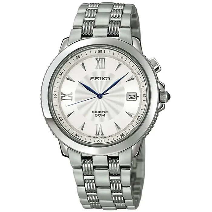 Bracelets Seiko Seiko SKA233 Mens Le Grand Sport Silver White Dial Steel Bracelet Kinetic Watch Bracelets Seiko Seiko SKA233 Mens Le Grand Sport Silver White Dial Steel Bracelet Kinetic Watch