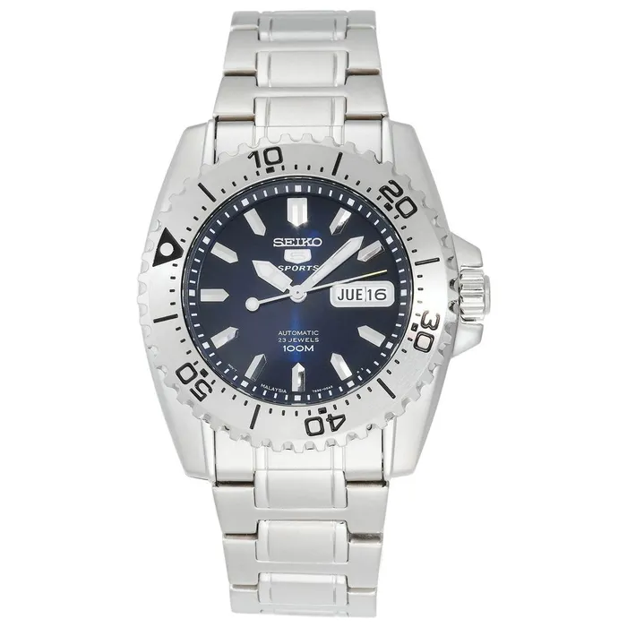 Bracelets Seiko Seiko SNZG37 Mens 5 Sports Automatic Blue Dial Stainless Steel Bracelet Day Date Watch Bracelets Seiko Seiko SNZG37 Mens 5 Sports Automatic Blue Dial Stainless Steel Bracelet Day Date Watch
