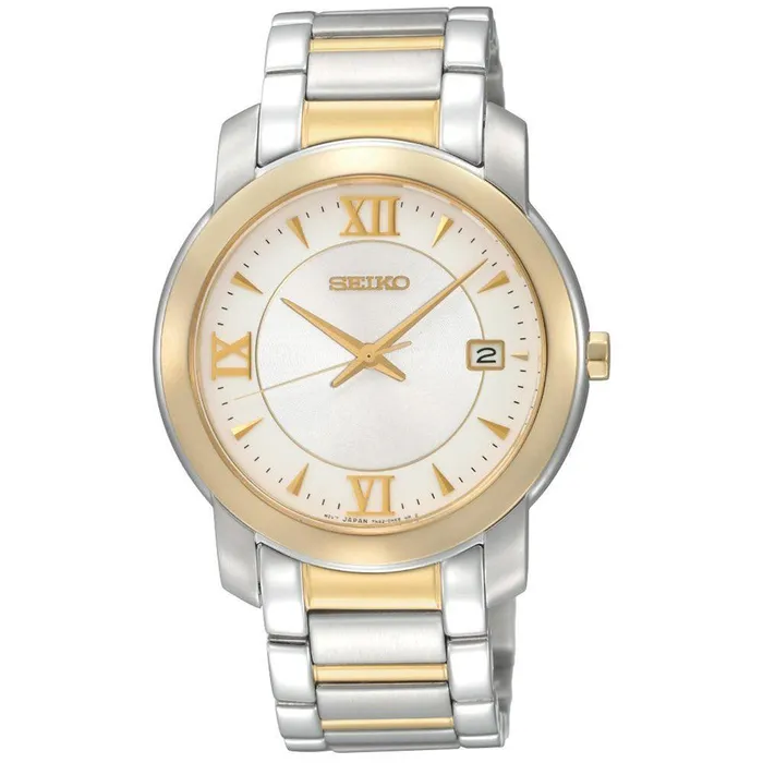 Bracelets Seiko SGEE96 Mens Dress Gold Tone Bezel White Dial Two Tone Bracelet Watch Seiko Bracelets Seiko SGEE96 Mens Dress Gold Tone Bezel White Dial Two Tone Bracelet Watch Seiko