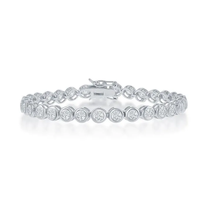 Bracelets Sterling Silver Bezel Set 4mm CZ Tennis Bracelet 7 Classic