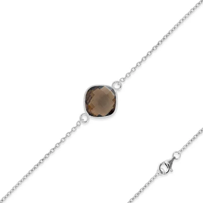 Bracelets Sterling Silver Single Smokey Topaz Gemstone Bracelet 7 Classic