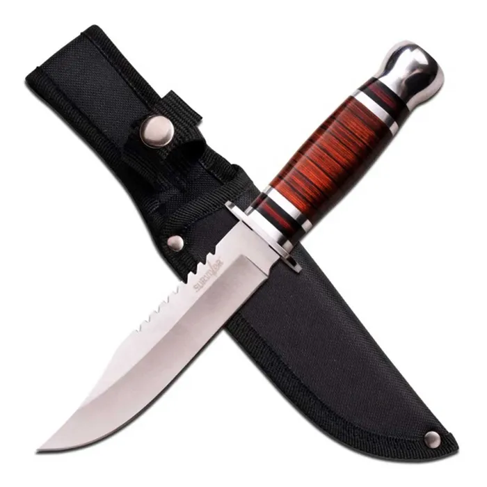 Bracelets Survivor Survivor Hunting Knife Stainless Steel Blade Wooden Handle with Sheath HK782L
