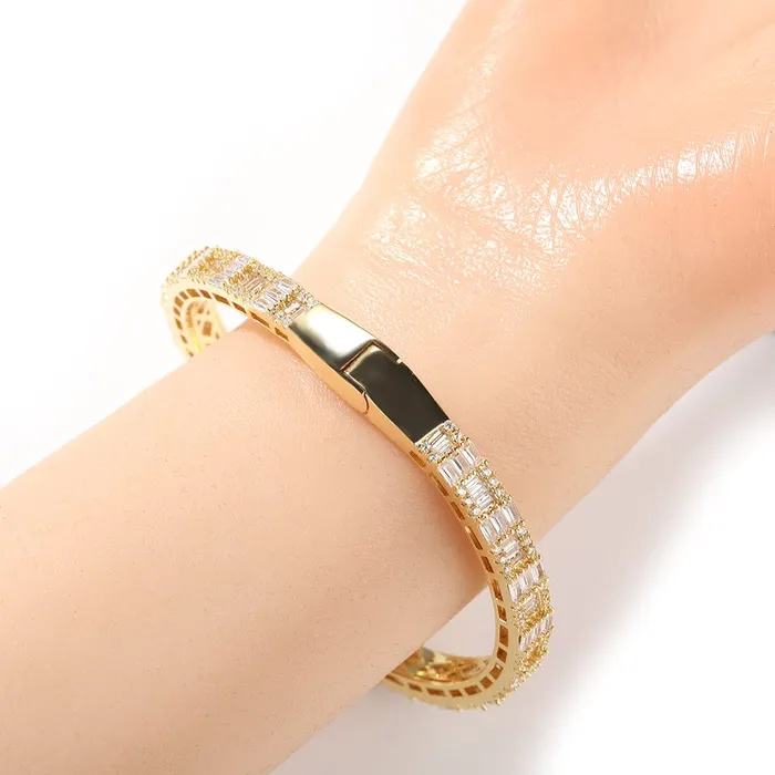 Bracelets VVS Jewelry 6MM Baguette Heart Wrist Bangle Bracelet