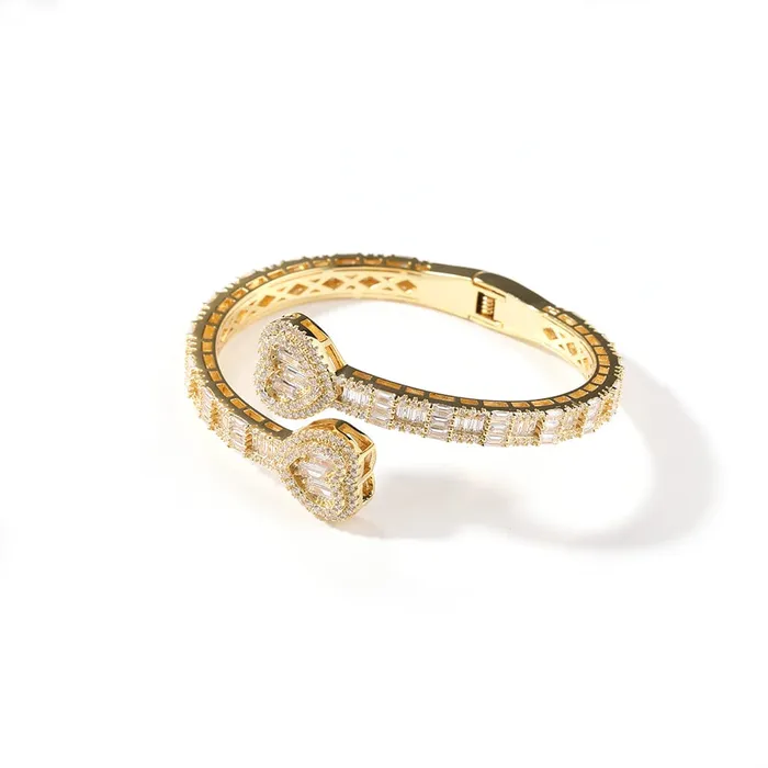 Bracelets VVS Jewelry 6MM Baguette Heart Wrist Bangle Bracelet