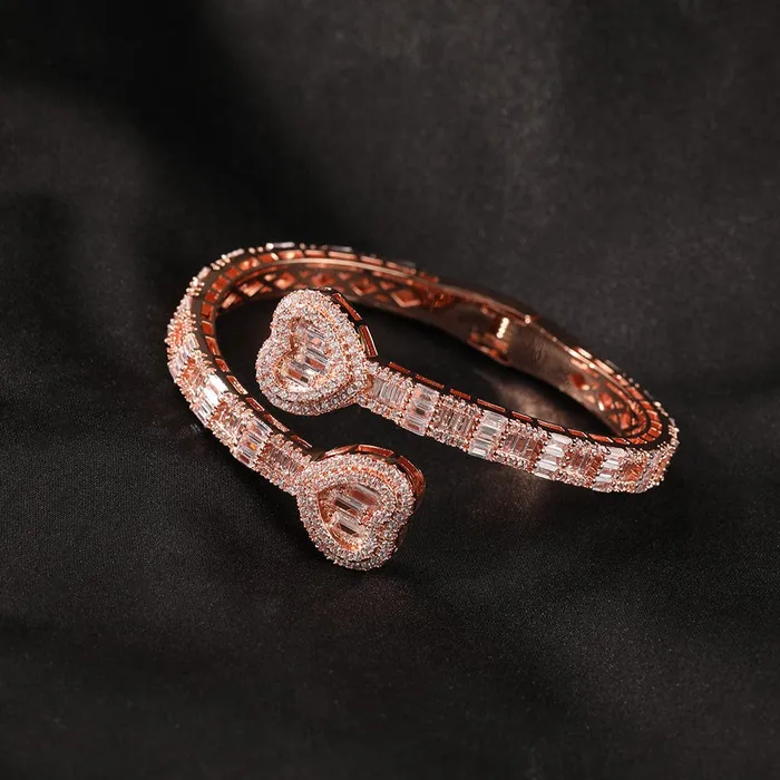 Bracelets VVS Jewelry 6MM Baguette Heart Wrist Bangle Bracelet