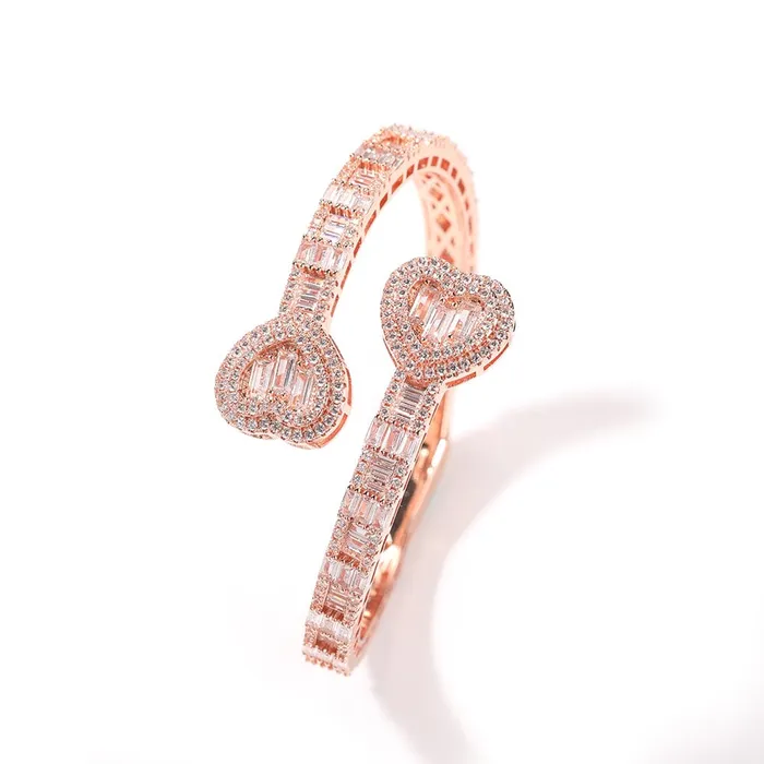 Bracelets VVS Jewelry 6MM Baguette Heart Wrist Bangle Bracelet