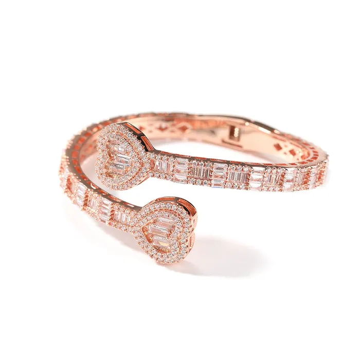 Bracelets VVS Jewelry 6MM Baguette Heart Wrist Bangle Bracelet