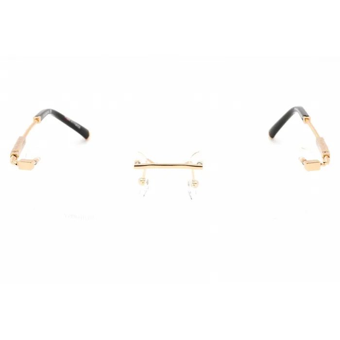 Charriol Earrings Charriol Mens Eyeglasses Rimless Shiny Gold Rectangular Titanium PC75103 C01