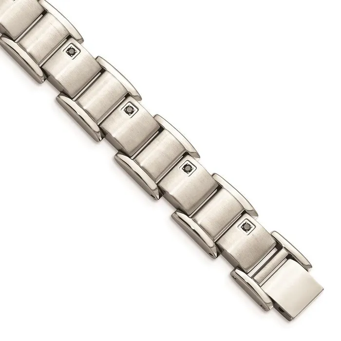 Chisel Bracelets Stainless Steel Black Diamonds Brushed and Polished 85in Bracelet Chisel Bracelets Stainless Steel Black Diamonds Brushed and Polished 85in Bracelet