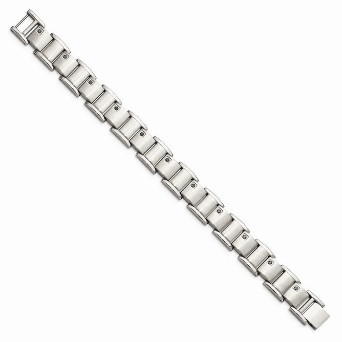 Chisel Bracelets Stainless Steel Black Diamonds Brushed and Polished 85in Bracelet Chisel Bracelets Stainless Steel Black Diamonds Brushed and Polished 85in Bracelet