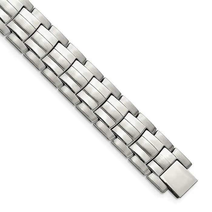 Chisel Bracelets Stainless Steel Brushed and Polished 85in Link Bracelet