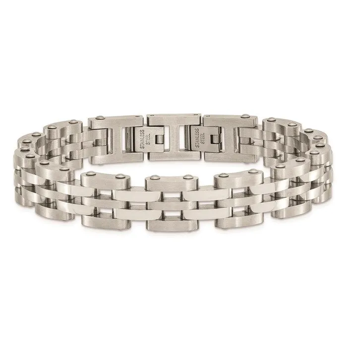 Chisel Bracelets Stainless Steel Brushed and Polished 875in Link Bracelet Chisel Bracelets Stainless Steel Brushed and Polished 875in Link Bracelet