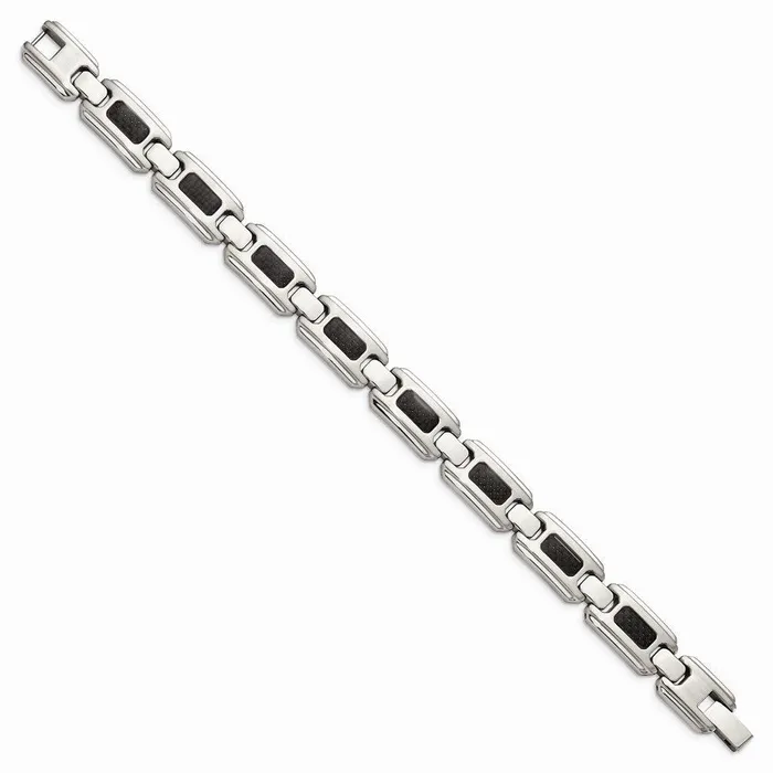 Chisel Bracelets Stainless Steel Polished Brushed Black Carbon Fiber Inlay Bracelet Chisel Bracelets Stainless Steel Polished Brushed Black Carbon Fiber Inlay Bracelet