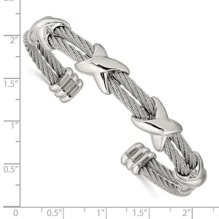 Chisel Bracelets Stainless Steel Polished Cable Cuff Bangle Chisel Bracelets Stainless Steel Polished Cable Cuff Bangle