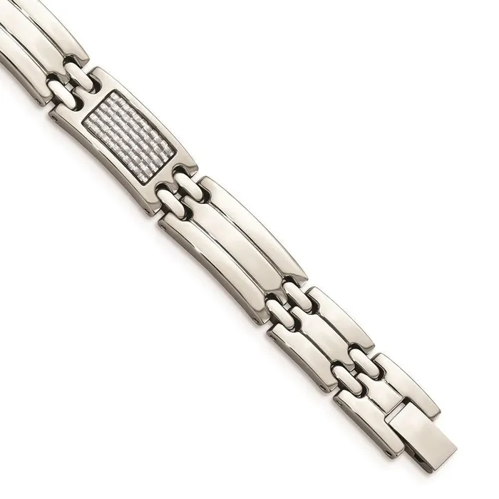 Chisel Bracelets Stainless Steel Polished Grey Carbon Fiber Inlay Bracelet Chisel Bracelets Stainless Steel Polished Grey Carbon Fiber Inlay Bracelet
