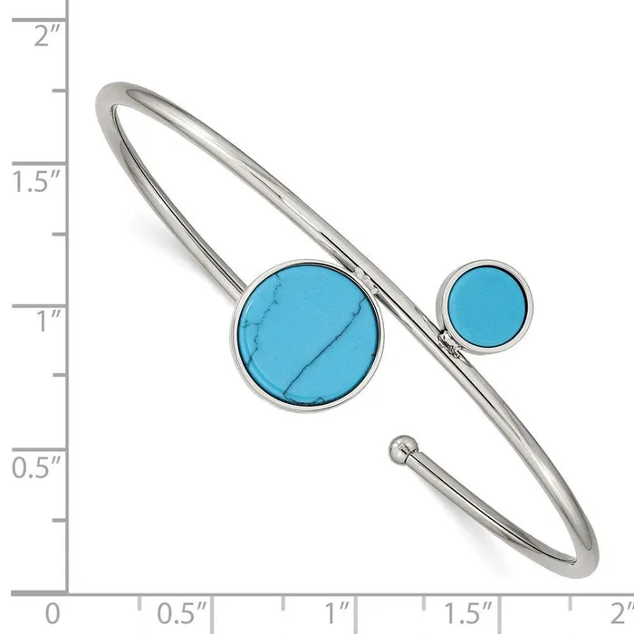 Chisel Bracelets Stainless Steel Polished with Reconstructed Turquoise Flexible Bangle Chisel Bracelets Stainless Steel Polished with Reconstructed Turquoise Flexible Bangle