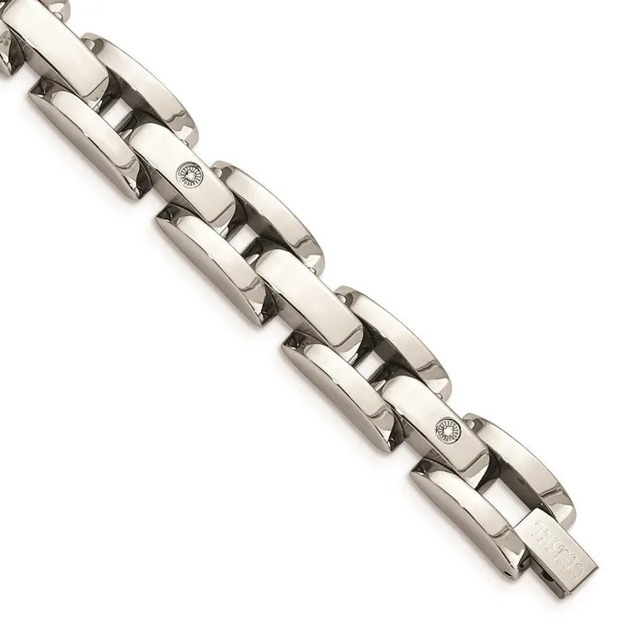 Chisel Bracelets Stainless Steel w 14k White Gold Accents Diamonds 85in Bracelet Chisel Bracelets Stainless Steel w 14k White Gold Accents Diamonds 85in Bracelet