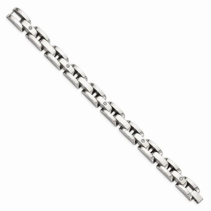 Chisel Bracelets Stainless Steel w 14k White Gold Accents Diamonds 85in Bracelet Chisel Bracelets Stainless Steel w 14k White Gold Accents Diamonds 85in Bracelet