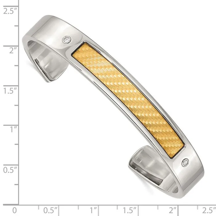 Chisel Bracelets Stainless Steel w18k Polished Textured Diamond Cuff Bracelet Chisel Bracelets Stainless Steel w18k Polished Textured Diamond Cuff Bracelet