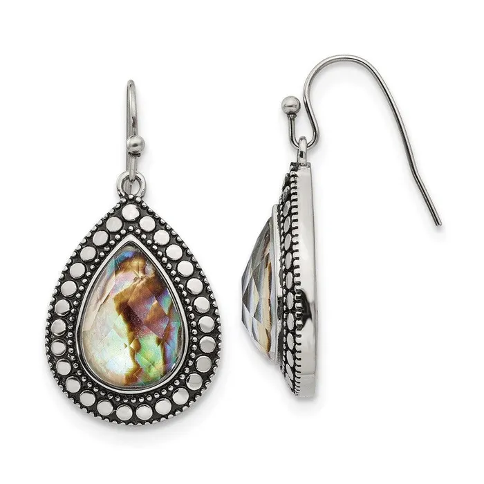 Chisel Earrings Stainless Steel Imitation Abalone PolishedAntiqued Earrings Chisel Earrings Stainless Steel Imitation Abalone PolishedAntiqued Earrings