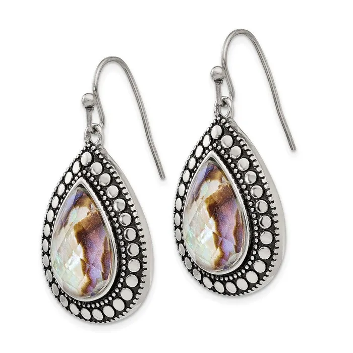 Chisel Earrings Stainless Steel Imitation Abalone PolishedAntiqued Earrings Chisel Earrings Stainless Steel Imitation Abalone PolishedAntiqued Earrings