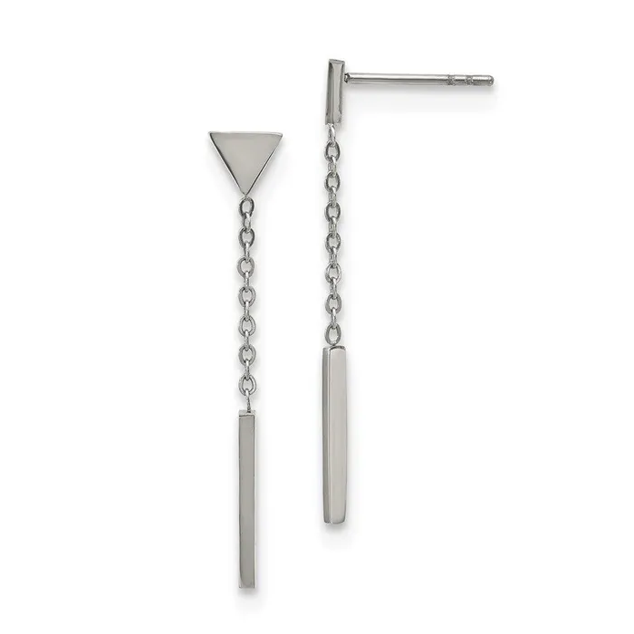 Chisel Earrings Stainless Steel Polished Dangle Bar Triangle Post Earrings Chisel Earrings Stainless Steel Polished Dangle Bar Triangle Post Earrings
