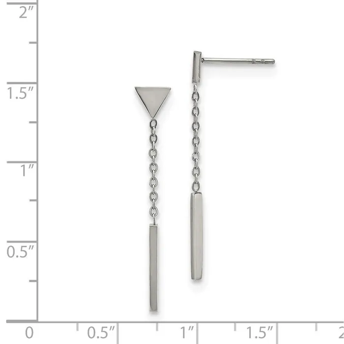 Chisel Earrings Stainless Steel Polished Dangle Bar Triangle Post Earrings Chisel Earrings Stainless Steel Polished Dangle Bar Triangle Post Earrings