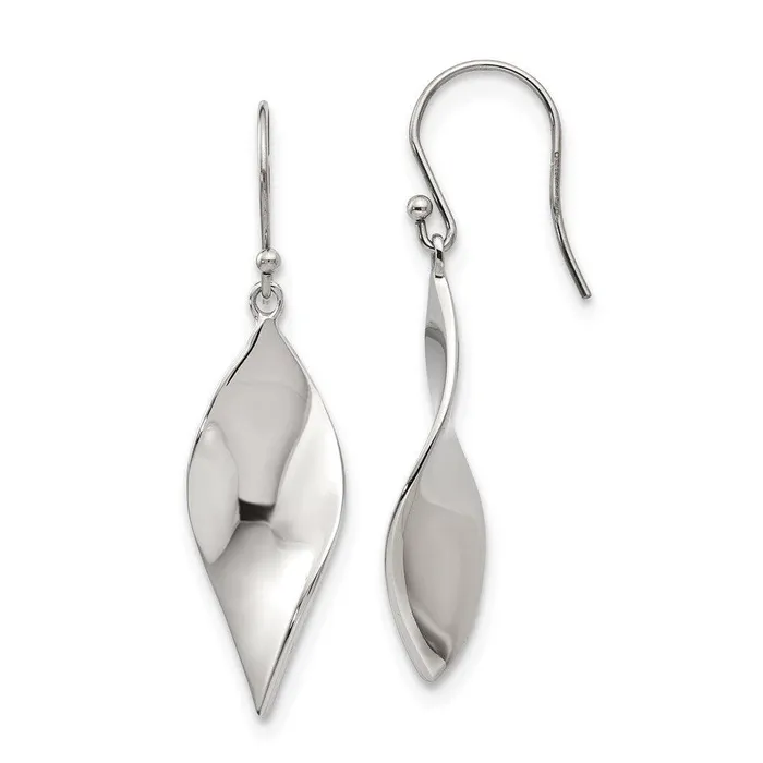 Chisel Earrings Stainless Steel Polished Fancy Shepherd Hook Earrings