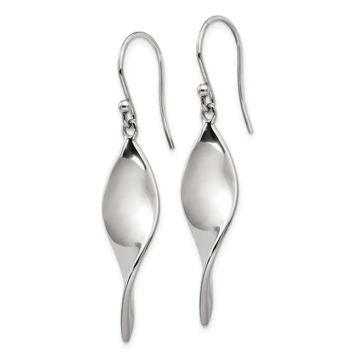 Chisel Earrings Stainless Steel Polished Fancy Shepherd Hook Earrings Chisel Earrings Stainless Steel Polished Fancy Shepherd Hook Earrings