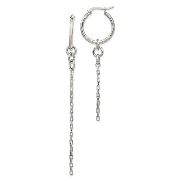 Chisel Earrings Stainless Steel Polished Long and Short Chain Dangle Hoop Earrings Chisel Earrings Stainless Steel Polished Long and Short Chain Dangle Hoop Earrings