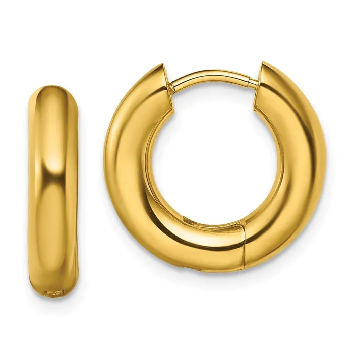 Chisel Earrings Stainless Steel Polished Yellow IPplated 4mm Hinged Hoop Earrings Chisel Earrings Stainless Steel Polished Yellow IPplated 4mm Hinged Hoop Earrings