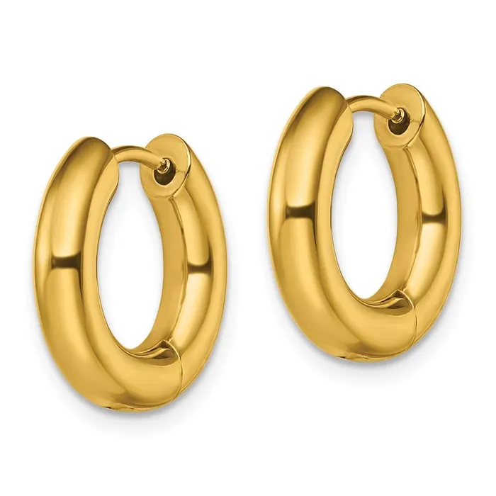 Chisel Earrings Stainless Steel Polished Yellow IPplated 4mm Hinged Hoop Earrings Chisel Earrings Stainless Steel Polished Yellow IPplated 4mm Hinged Hoop Earrings