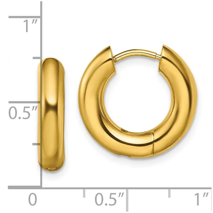 Chisel Earrings Stainless Steel Polished Yellow IPplated 4mm Hinged Hoop Earrings Chisel Earrings Stainless Steel Polished Yellow IPplated 4mm Hinged Hoop Earrings